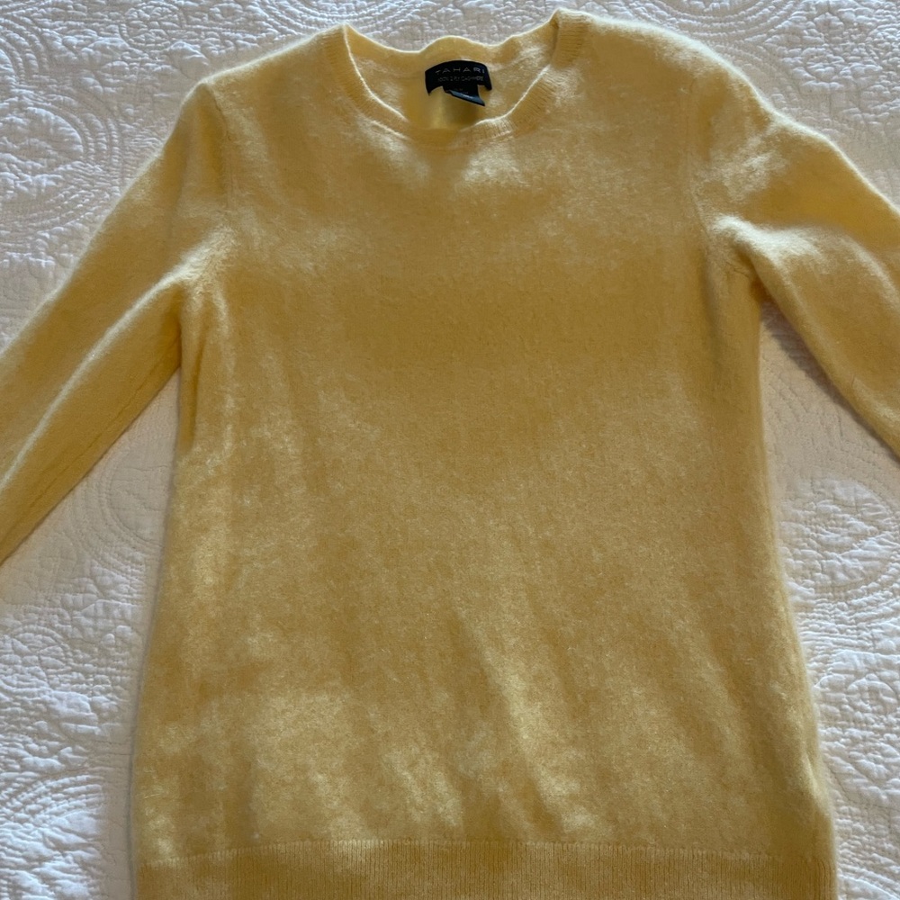 Tahari cashmere sweater, yellow